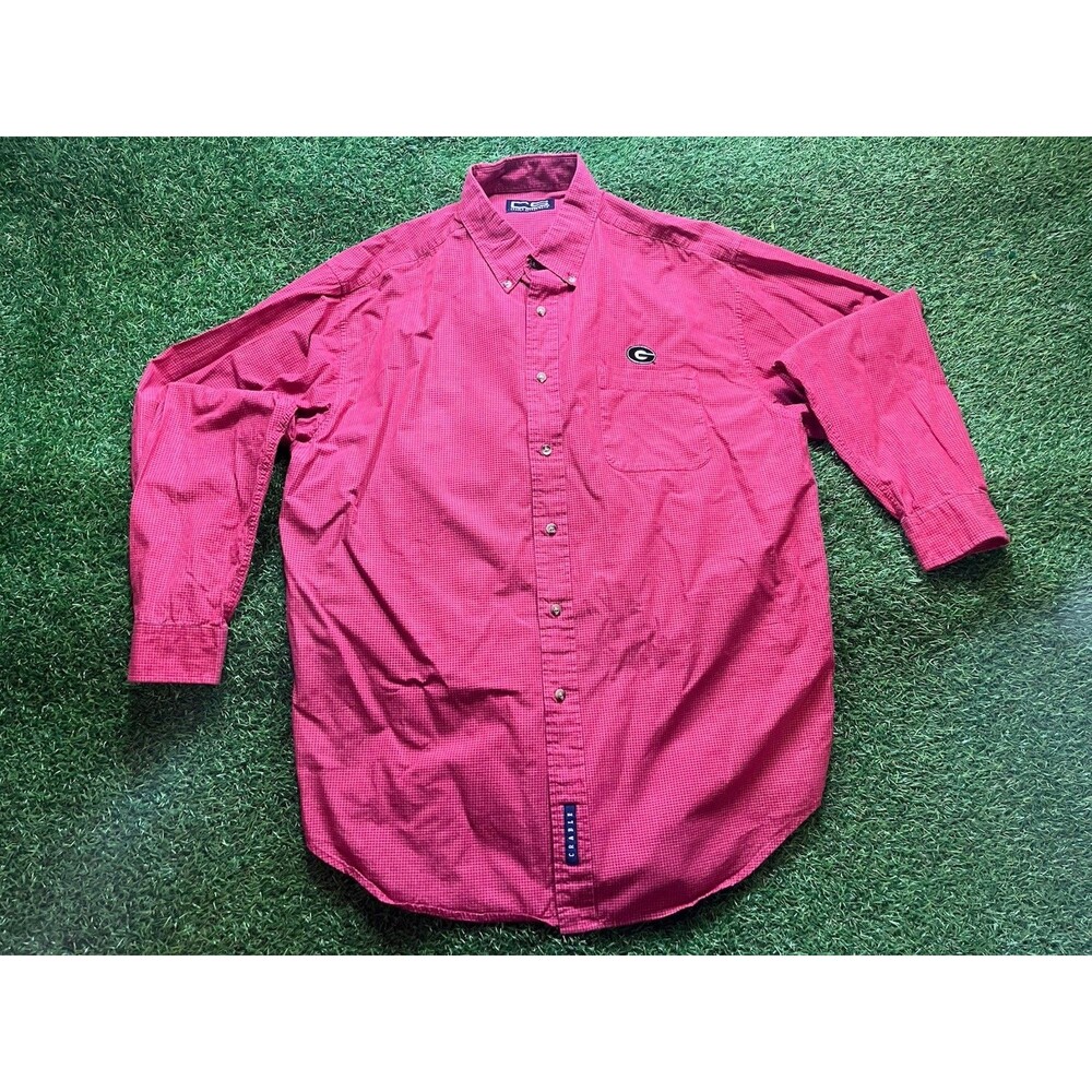 UGA Men’s Button down, XL AUTHENTIC Windowpane M EUC Dawgs G Georgia University